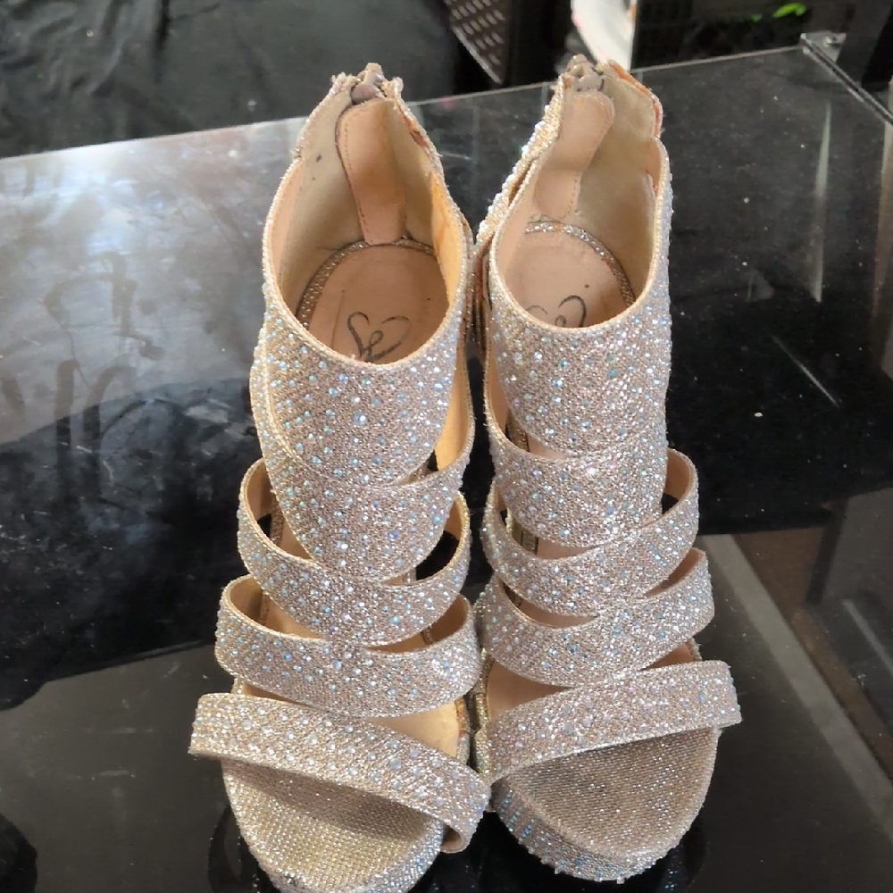 Elegant Glitter Strappy Heels
